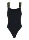 Versace Black One-piece Swimsuit With Greca Detail In Stretch Polyamide Woman In Black