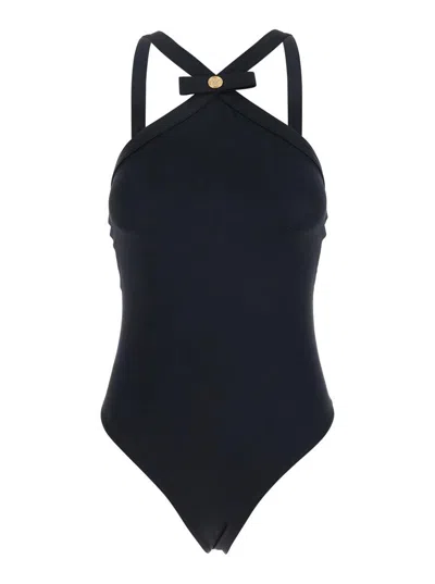 Versace Black One-piece Swimsuit With Medusa Head Detail In Tech Fabric Woman