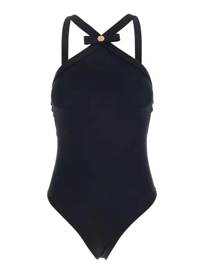 Versace Black One-piece Swimsuit With Medusa Head Detail In Tech Fabric Woman