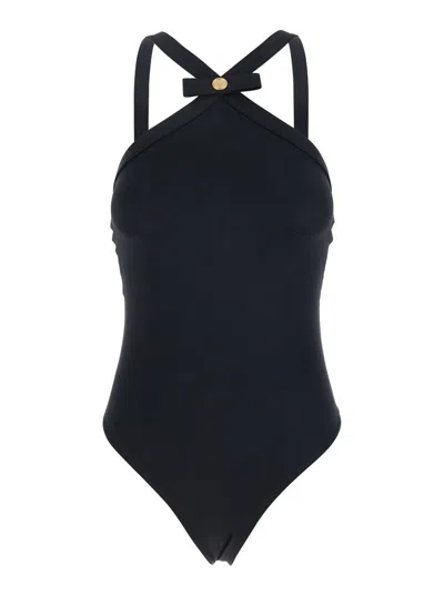 Versace Black One-piece Swimsuit With Medusa Head Detail In Tech Fabric Woman
