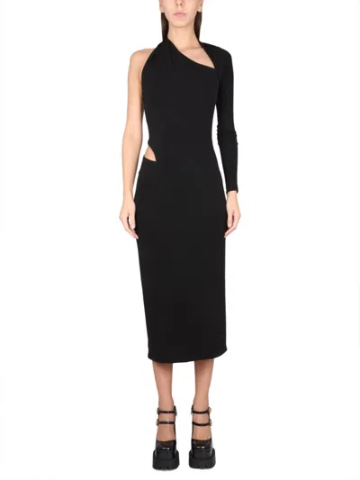 Versace Cut Out Long Dress In Animal Print