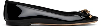 Versace Black Opera Bow Patent Ballerina Flats