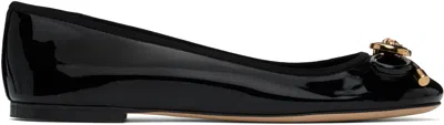 VERSACE BLACK OPERA BOW PATENT BALLERINA FLATS
