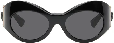 Versace Black Oval Shield Sunglasses In Gb1/87 Black