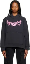 Versace Hooded Sweatshirt With Logo In 1b000 Black