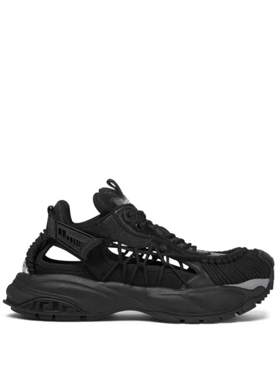 Versace Black Panelled Sneakers With Cut-out Detailing