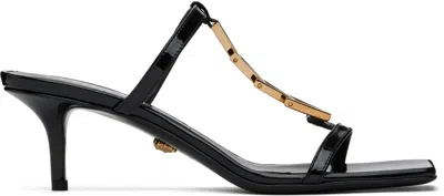 Versace Black Patent Heeled Sandals In 1b00v-black-