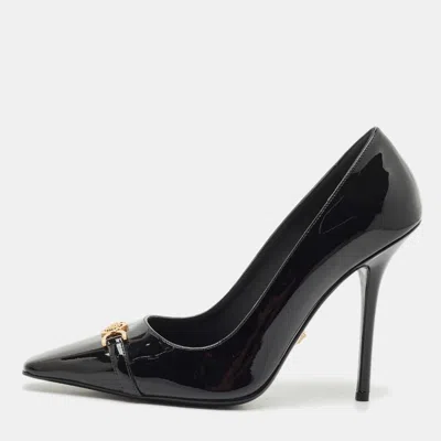 Pre-owned Versace Black Patent Leather La Medusa Pumps Size 38