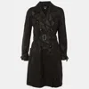 Versace Black Patterned Cotton Trench Coat In Black