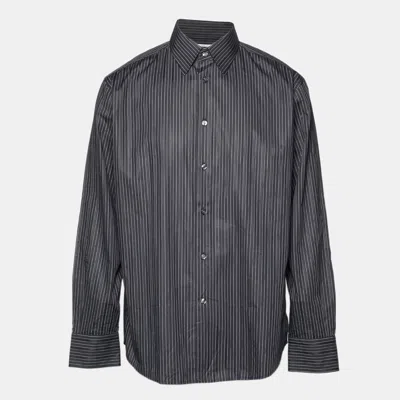 Pre-owned Versace Black Pin Stripe Cotton Business Fit Shirt Xxl