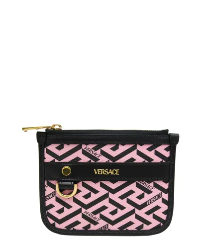 Pre-owned Versace Black, Pink Leather Pouch (authentic Pre-loved)