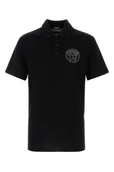 Versace Black Piquet Polo Shirt