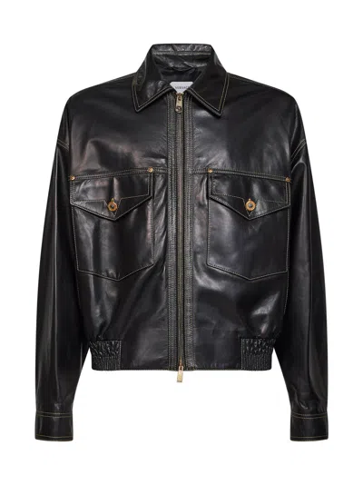 Versace Black Piuma Nappa Leather Blouson