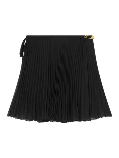 Versace Black Pleated Sheer Pareo Mini Skirt