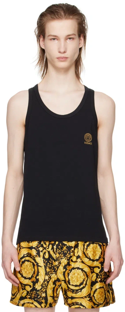 Versace Black Print Tank Top In A1008-black