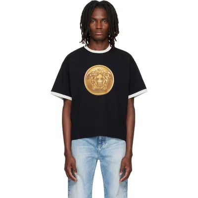 Versace Black Graphic Crew Neck T-shirt