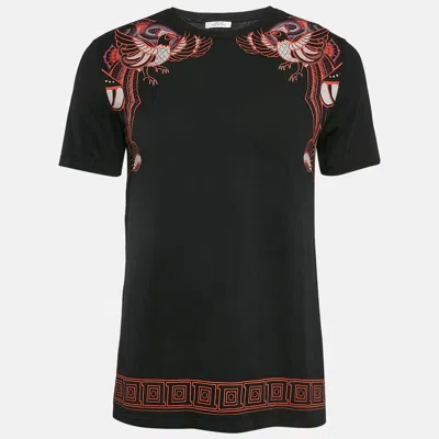 Pre-owned Versace Black Printed Jersey Crew Neck T-shirt M