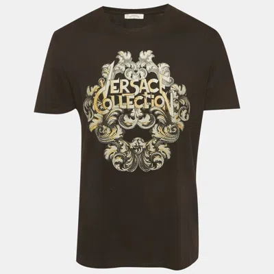 Pre-owned Versace Black Printed Jersey T-shirt L