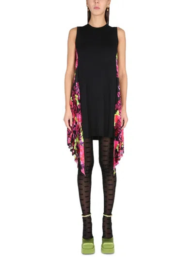 Versace Black Printed Round Neck Mini Dress