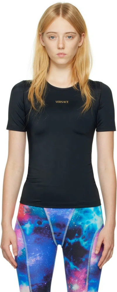 Versace Black Printed Sport Top In 1b000 Black
