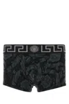 Versace Men Printed Stretch Cotton Boxer In Black