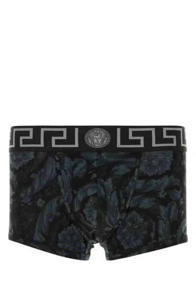 VERSACE BLACK PRINTED STRETCH COTTON BOXER