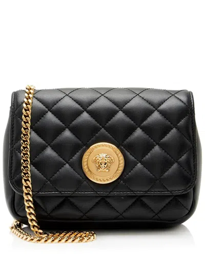 Pre-owned Versace Black Quilted Leather Medusa Square Small Flap Bag (authentic Pre-  Loved)