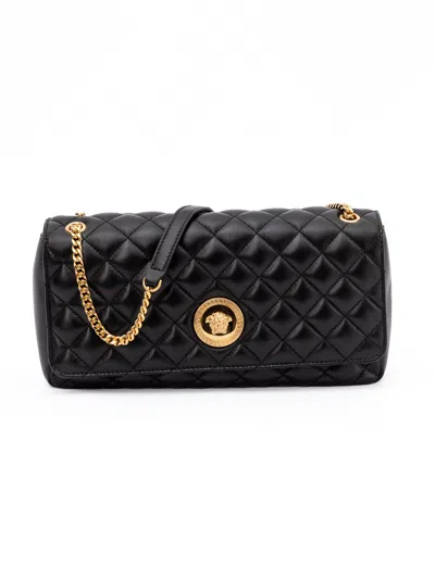 Versace Black Quilted Leather Shoulder Strap Women's Bag