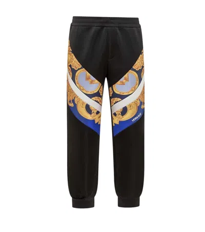 Versace Black Regular Track Pants In Multi