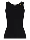 Versace Safety Pin Ribbed Tank Top Clothing In Black
