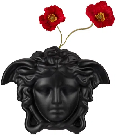 Versace Black Rosenthal Medusa Grande Vase, 30 Cm In Medusa Grande Black