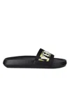 Versace Black Rubber Slides In Black