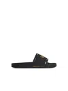 Versace Black Rubber Slippers In Black