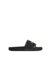 Versace Black Rubber Slippers In Black