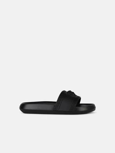 Versace Black Rubber Slippers