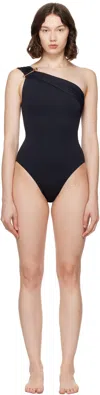 Versace Medusa Safety Pin Asymmetric One-piece Swimsuit In Black