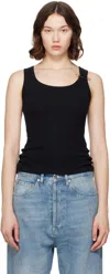 Versace Safety Pin Ribbed Tank Top In Black
