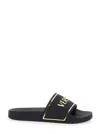 Versace Black Sandals With Logo Printed On The Front