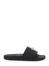 Versace Black Sandals With Medusa Plaque On The Front In Black