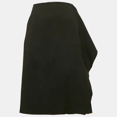 Pre-owned Versace Black Sateen Drape Detail Pencil Skirt L
