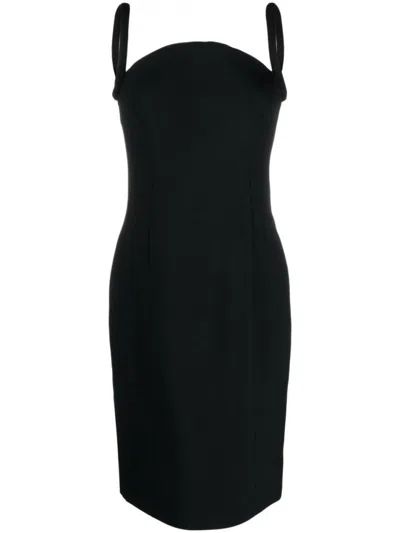 Versace Black Satin Pencil Midi Dress
