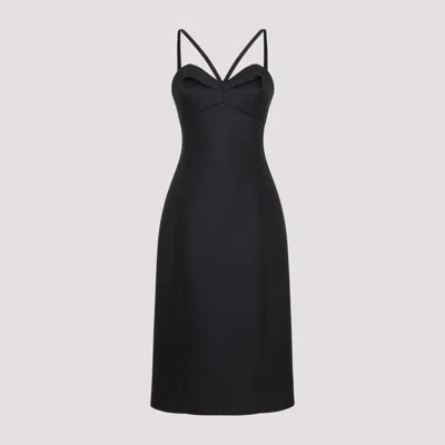 Versace Sculptural Bust Sleeveless Crepe Dress In Black