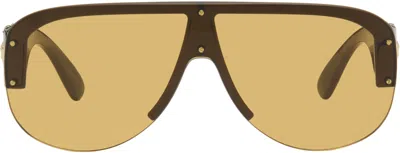 Versace Black Shield Aviator Sunglasses In Silver