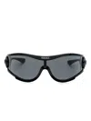 Versace Black Shield-frame Sunglasses In Black