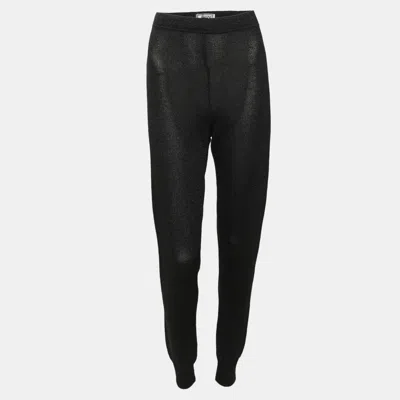 Versace Black Shimmering Rib Knit Leggings