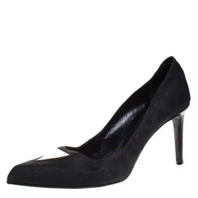 Versace Black Signature Canvas Pointed Toe Pumps