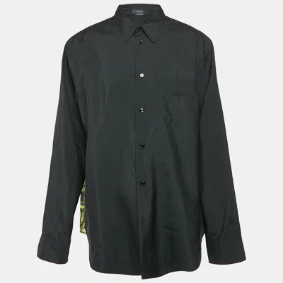 Pre-owned Versace Black Silk Blend And Printed Mesh Button Front Shirt 4xl