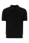 Versace Black Silk Blend Polo Shirt In Black