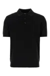 Versace Black Silk Blend Polo Shirt In Nero
