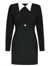 Versace Pearl-detailed Long-sleeved Mini Dress In Black
